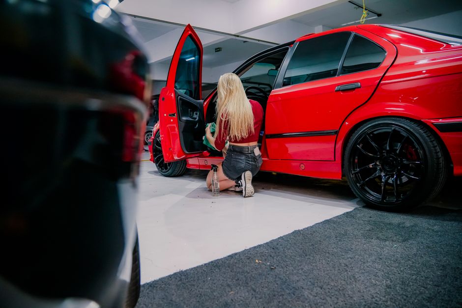 Meticulous interior detailing of a vehicle cabin